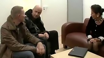 A Mature German Woman With Unshaven Skin Takes On Dual Male Genitalia