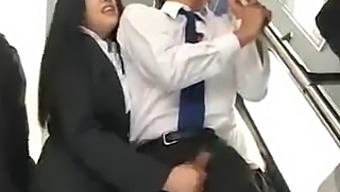 Passenger Gives A Handjob To An Asian Man On A Public Bus