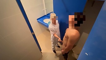 A Gym Cleaner Helps A Man Finish With A Blowjob