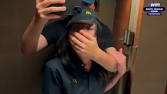 A Daring Encounter In A Public Restroom Leads To A Steamy Encounter With A Mcdonald'S Employee Due To An Accidental Soda Spill - Eva Soda'S Adventurous Tale.