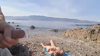 Outdoor Sex: Brunette Milf Gives A Blowjob On The Beach