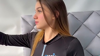 Young Woman Exercises And Turns On Her Stepbrother