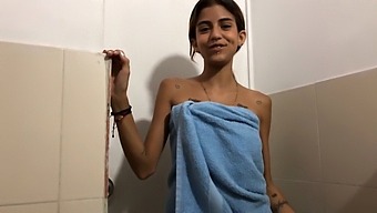 Young Sister Discovers Me Pleasuring Myself In Her Bathroom And Graciously Accepts My Climax On Her Innocent Face